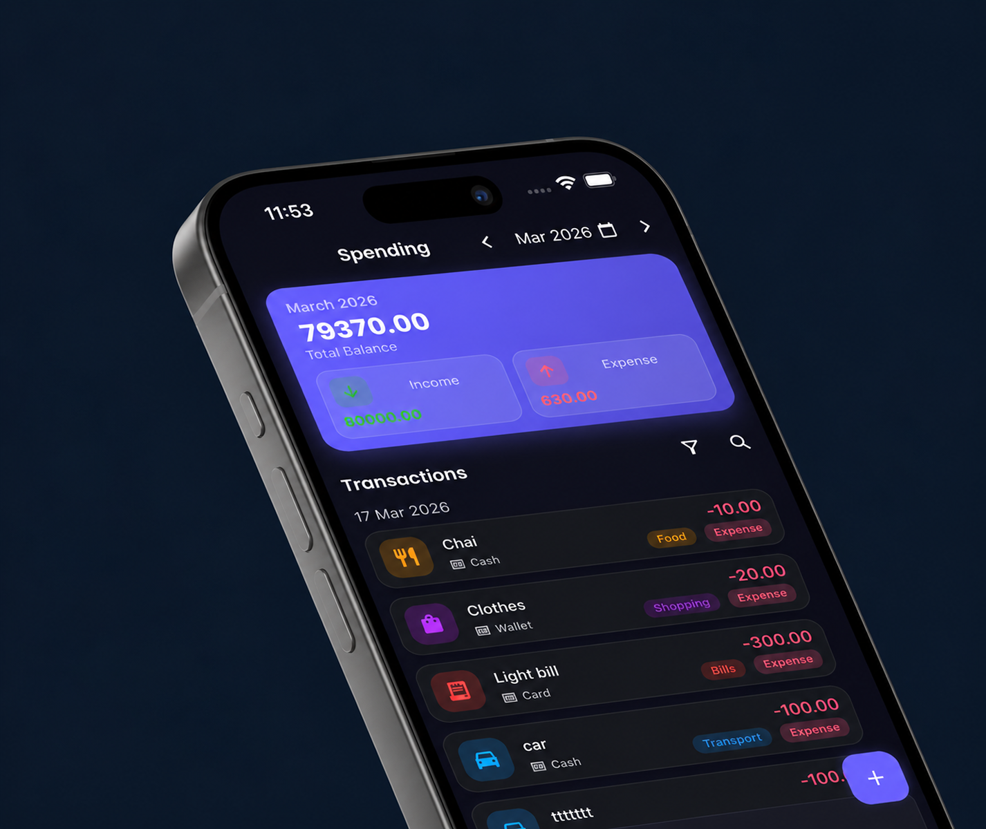 Spending: Expense Tracker App Interface